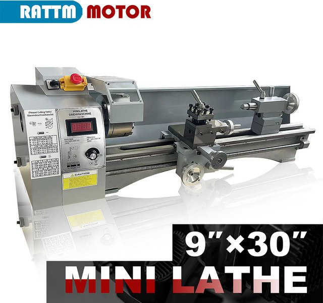 POWACE Kleine Metall-Drehmaschine mit digitaler Anzeige und variabler Geschwindigkeit, 750W Fräs- und Holzbearbeitungsmaschine - Bild 1