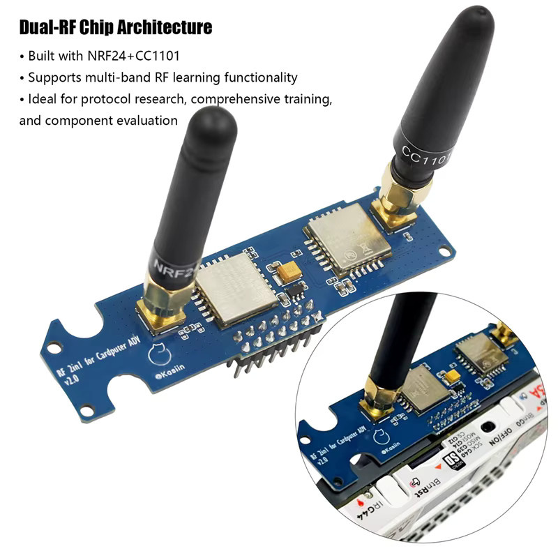 CJSD 2-in-1 RF-Modul für M5Stack Cardputer mit NRF24 und CC1101 Dualband-Board für verbesserte Antennenstabilität bei 2,4 GHz und 433 MHz Signalen in Blau - Bild 4