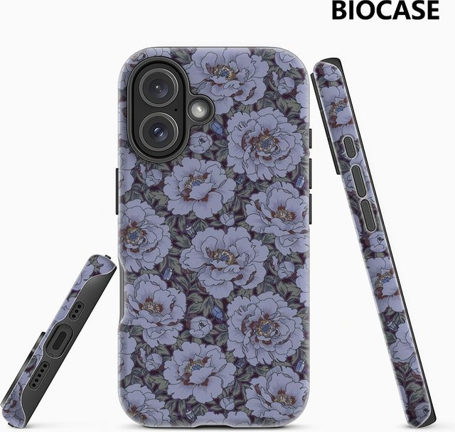 Potdemiel Handyhülle Mondlicht-Pfingstrosen für iPhone 17 16 15 14 13 Pro Max Plus, Robuste Ein- und Doppelschicht-Schutzhülle, Farbe: Purple - Bild 1
