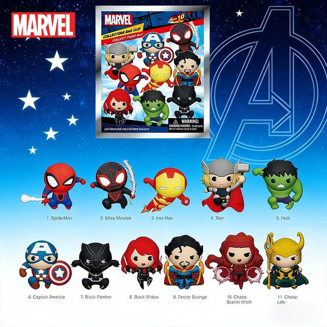 Marvel Avengers 3D Figur Blind Box Schlüsselanhänger Spider-Man Iron Man Zubehör 1-teiliges Set - Bild 1