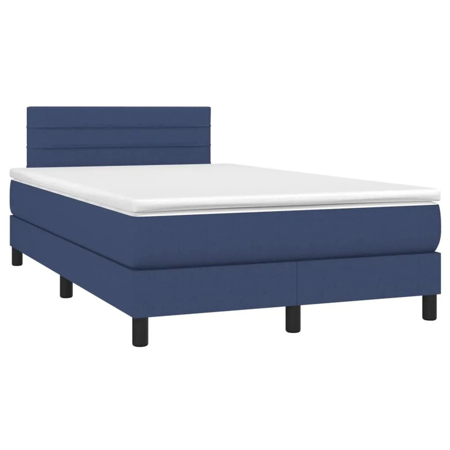 vidaXL Boxspringbett mit Matratze in Blau und Weiß, Hybrid-Bett mit Taschenfederkern, B/T: 120 x 190 cm - Bild 2