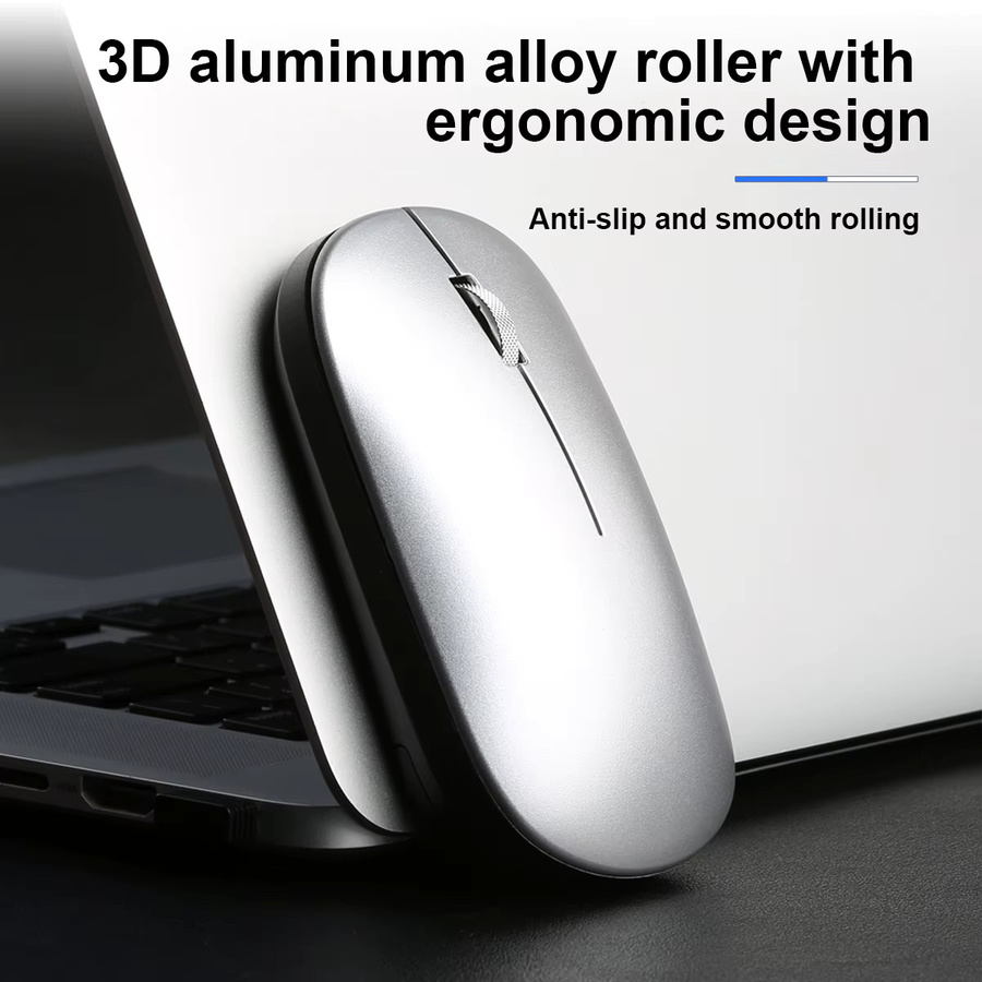 Congdi Kabellose 2,4 GHz Maus in Silber, ergonomisch und geräuschlos für Laptop, Büro und Gaming - Bild 3