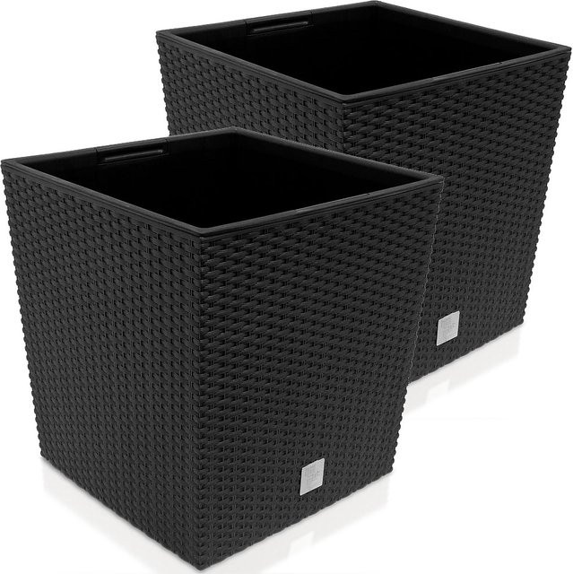Deuba Blumentopf Rato Low 2er-Set Anthrazit B/T/H: 39 x 39 x 40,5 cm - Bild 1