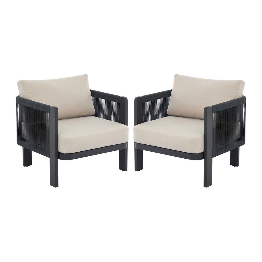 Gartensessel Helysi von Vente-unique in Schwarz mit Seil und Aluminiumgestell, Breite: 76 cm - Bild 2