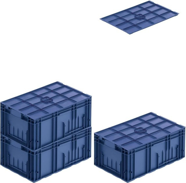 PROREGAL SuperSparSet 3x VDA KLT Kleinladungsträger Transportboxen mit Verbundboden und Auflagedeckel, Blau, H x B x T: 28 x 40 x 60 cm - Bild 1