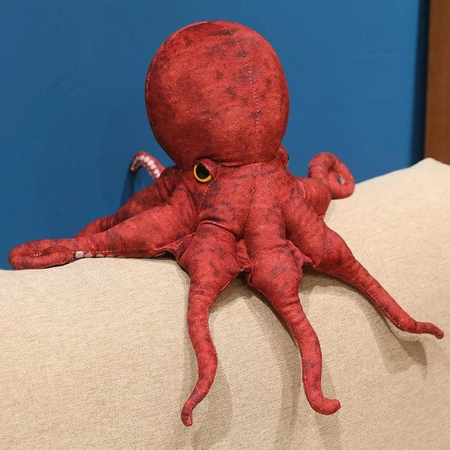 Binchi Fitness Oktopus Kuscheltier, rotes Plüschtier, 40cm - Bild 1