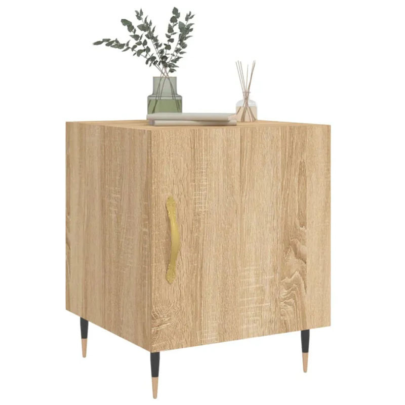 Vidaxl Nachttische im 2er-Set aus Holzwerkstoff und Metall in Sonoma-Eiche, B/T/H: 40 x 40 x 50 cm - Bild 6