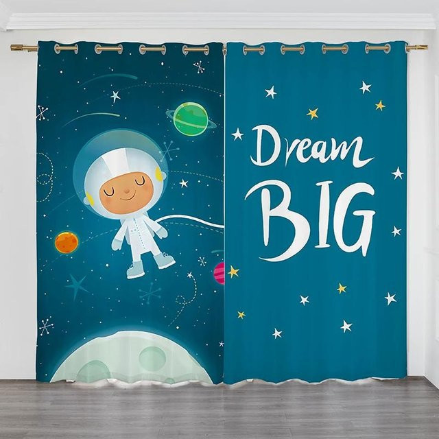 Yiran Furniture Halloween Verdunkelungsvorhang mit Hexe und Katze Motiv, Blau, Breite: 55 cm, Höhe: 120 cm - Bild 1
