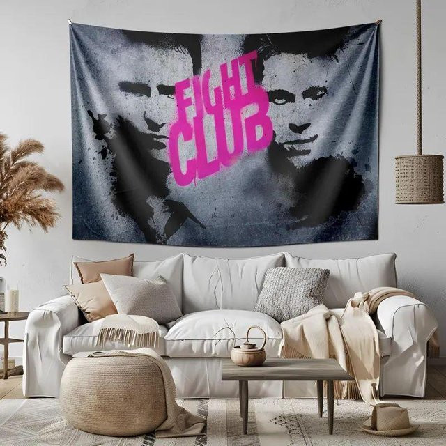Wandteppich Fight Club Grunge Film Tyler in Schwarz, B: 75 cm, H: 100 cm - Bild 1