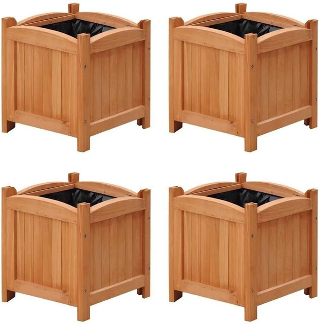 Furnicato Hochbeete aus Massivholz in Braun, 4er Set, B/T/H: 30 x 30 x 30 cm - Bild 1