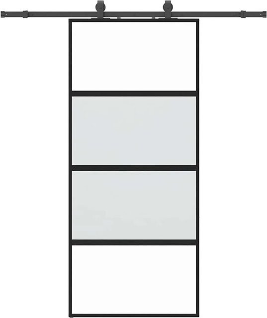 vidaXL Schiebetür aus Hartglas mit Beschlag in Schwarz, modern, B: 90 cm, H: 205 cm - Bild 1
