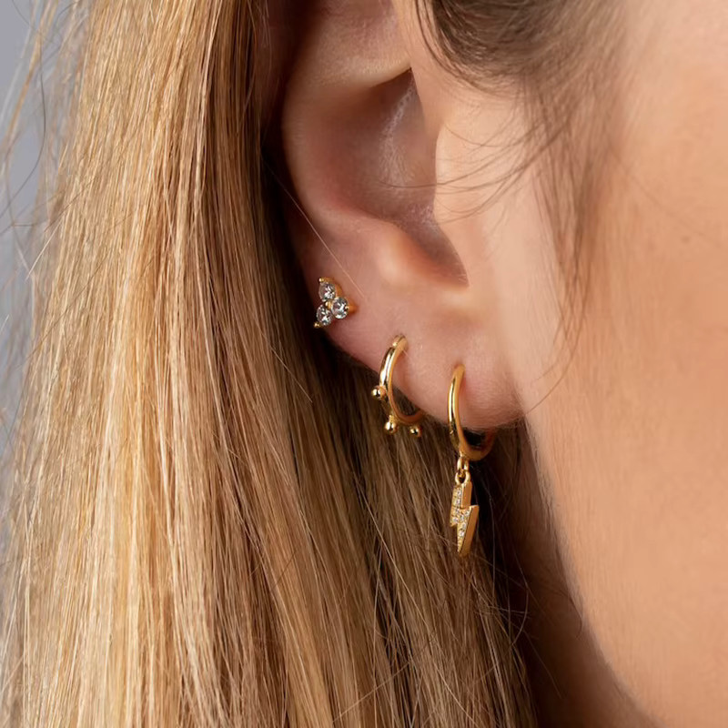 Yuedane Creolen Edelstahl, Zirkonia, Gold, Damen - Bild 2