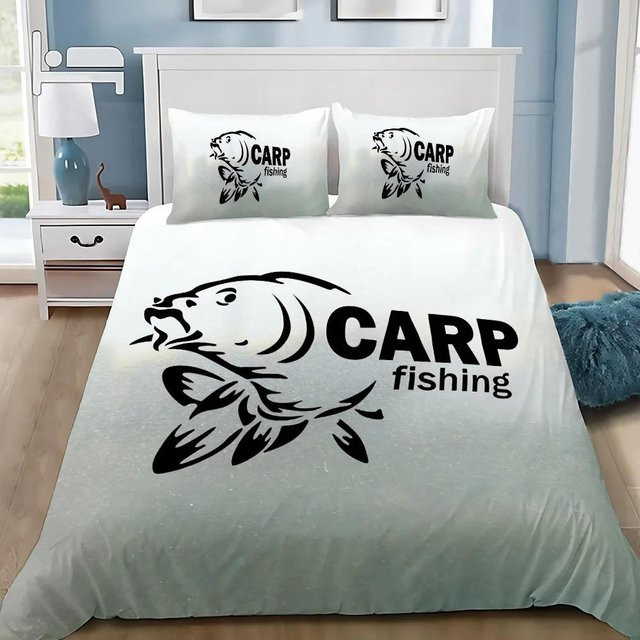 JMG Household Supplies Bettwäscheset Nash Fishing Logo mit Bettbezug und Kissenbezügen, Weiß, B/H: 150 x 200 cm - Bild 1