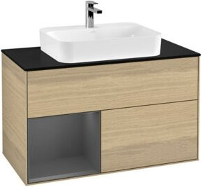 V&B Finion Waschtischunterschrank mit LED-Beleuchtung und Regalfach, Anthrazit, Breite: 100 cm - Bild 1