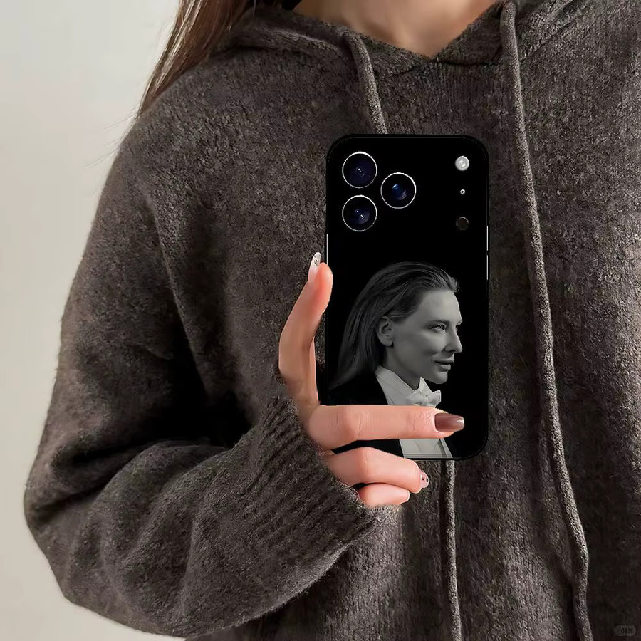 C-Cate B-Blanchett Handyhülle für iPhone 15, 16, 17 Pro Max und Plus in Schwarz - Bild 6