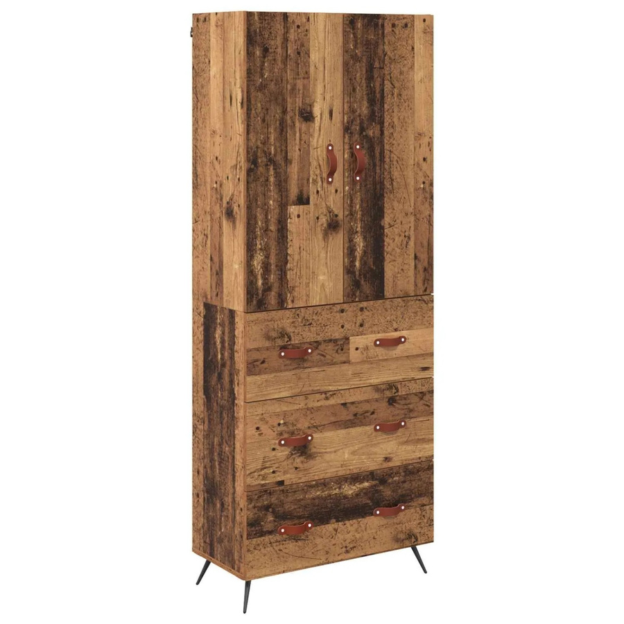 vidaXL Highboard Wandmontiert Altholz Braun B/T/H: 69,5 x 34 x 180 cm - Bild 2