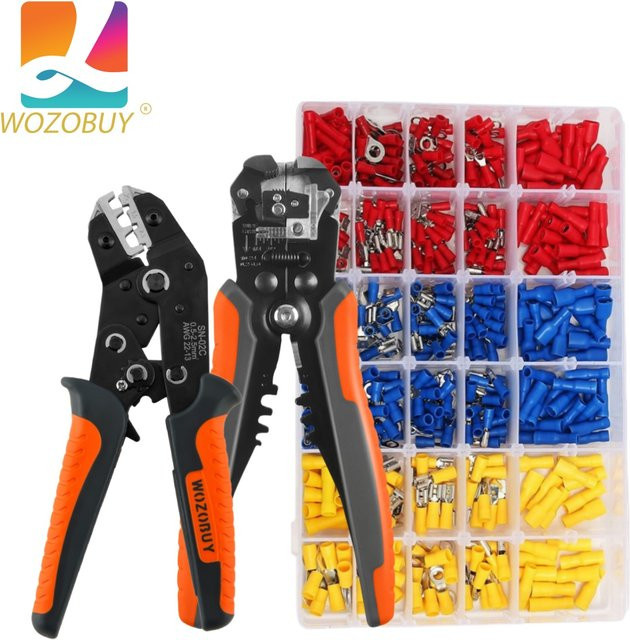 WOZOBUY Draht-Crimp-Werkzeug-Set mit Crimpzange und Kabelösen-Sortiment für isolierte elektrische Drahtverbinder (Stumpf-, Ring- und Spatenanschlüsse) - Bild 1