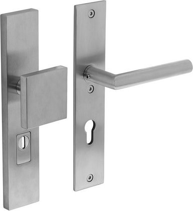 Intersteel Schutzbeschlag aus Edelstahl in Silber mit Kernziehschutz PZ 72 mm eckig - Bild 1