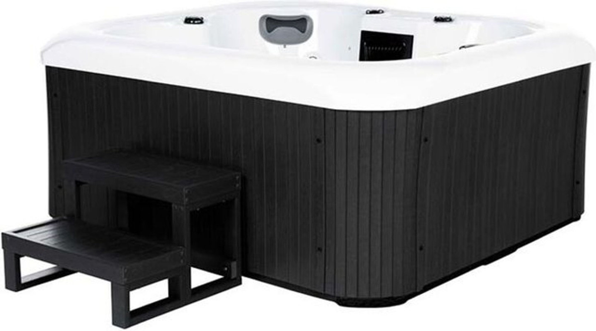 Home Deluxe Outdoor Whirlpool Sea Star Plus in Dunkelgrau-Weiß mit Thermoabdeckung, Treppe, Kopfstützen und Filter-Set, B/T/H: 180 x 160 x 79 cm - Bild 2
