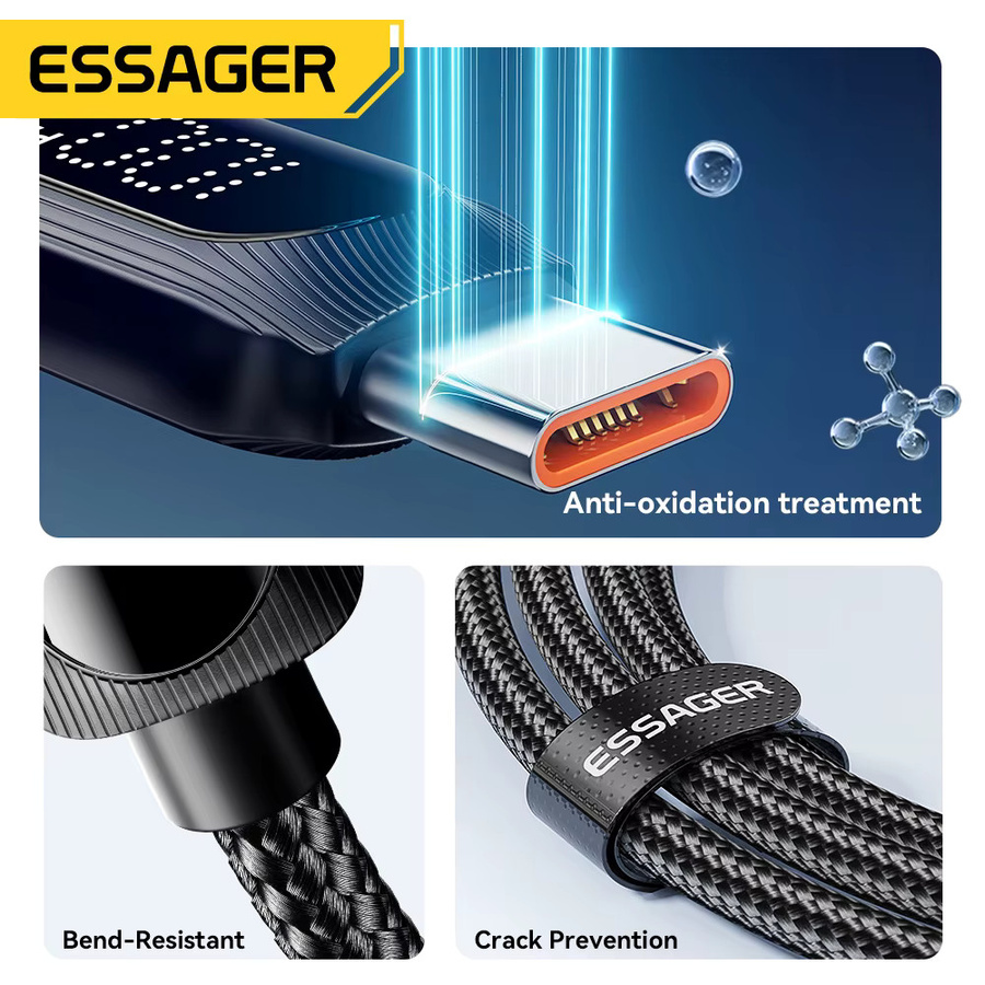 Essager USB Typ C auf USB C Kabel 100 W PD 5A Schnellladekabel in Schwarz für Xiaomi Samsung MacBook iPad Pro und Laptop - Bild 5