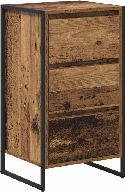 vidaXL Sideboard im Industrie-Design aus Altholz und Stahl, braun, B/T/H: 42 x 36 x 75,5 cm - Bild 1