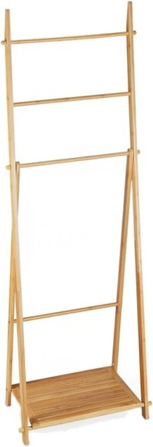 Relaxdays Handtuchständer aus Bambus in Natur, freistehend und einklappbar, H: 153 cm, B: 53,5 cm, T: 30 cm - Bild 1