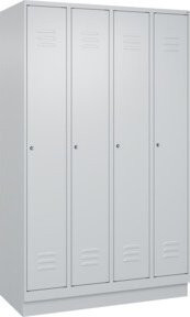 C+P Spind Classic PLUS Garderobenschrank mit 4 Abteilen, Grau, H x B x T: 195 x 120 x 50 cm - Bild 1