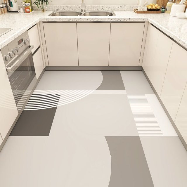 Karpetti Flächenteppich aus PVC, modern und geometrisch, grau, rutschfest, wasserdicht und ölbeständig, B/T: 50 x 160 cm - Bild 1