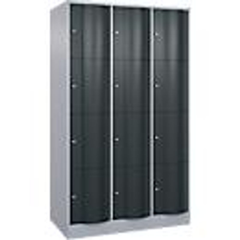C+P Schließfachschrank Resisto mit 12 Fächern in 3 Abteilen, Weißaluminium/Anthrazitgrau, B/T/H: 114,8 x 64,0 x 195,0 cm - Bild 2