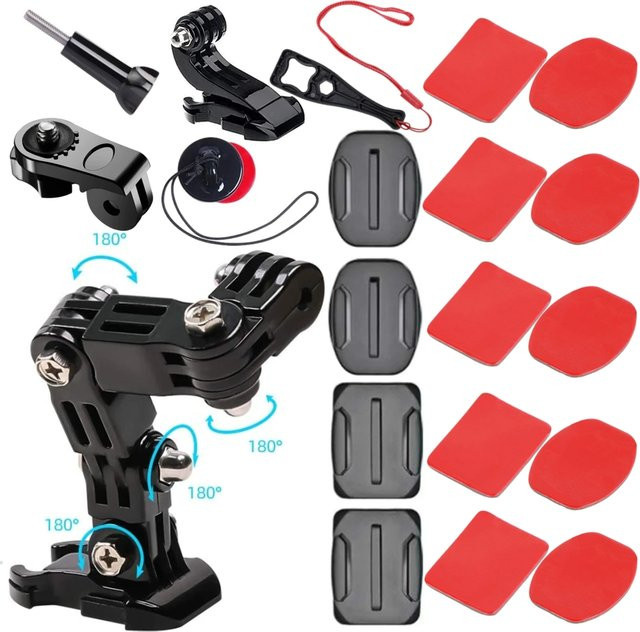 Motorrad Helm Kit mit Kinnhalterung für GoPro Hero 11 10 9 8 7 Action Kamera in Schwarz - Bild 1