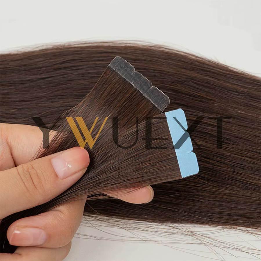 YWUEXT Tape-In Haarverlängerungen, Echthaar, braun, 10 Stück/Packung - Bild 2