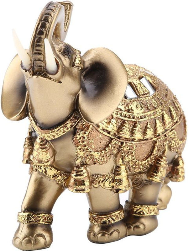 Tooarts Elefantenstatue in Gold als Feng Shui Glücksbringer aus Kunstharz für deine Heimdekoration - Bild 1