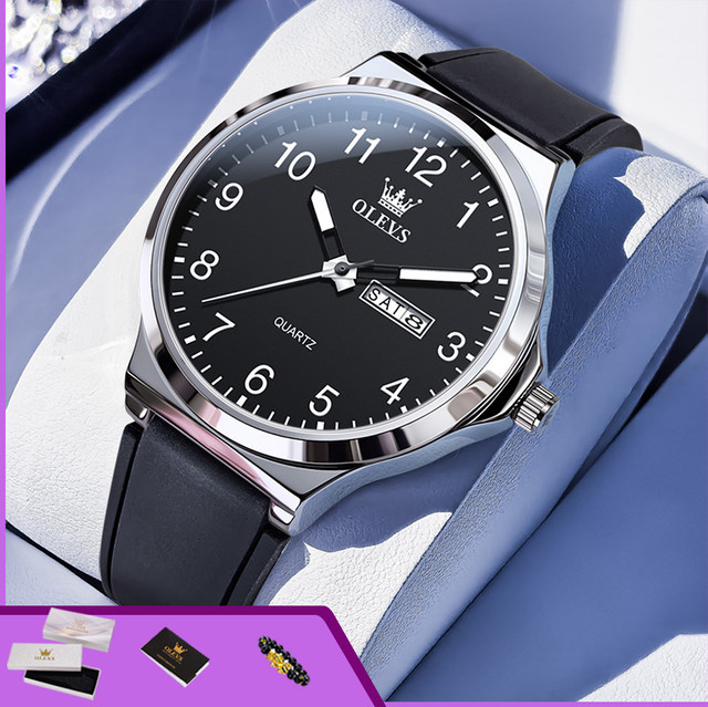 OLEVS Armbanduhr Quarz, Silikonarmband, Schwarz, Herren - Bild 1