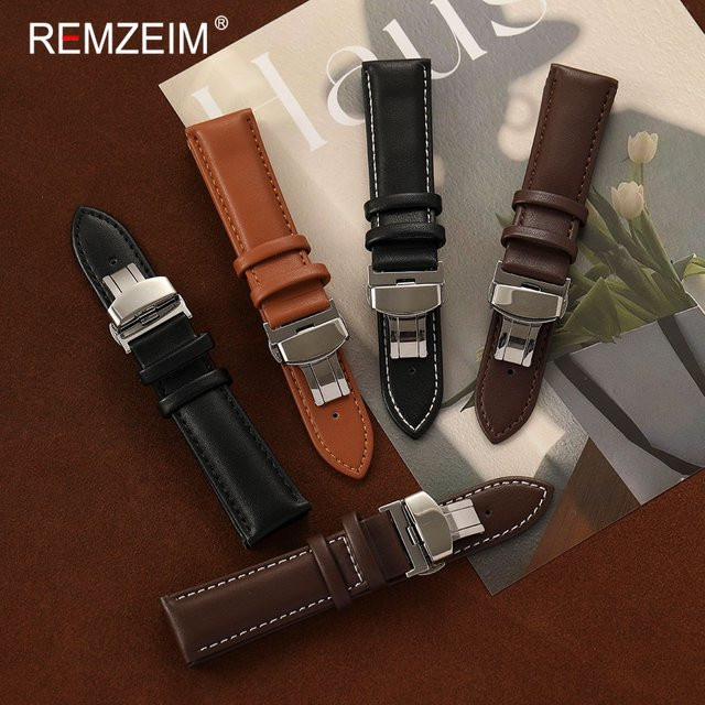 REMZEIM Uhrenarmband Leder, Schwarz, Herren - Bild 1