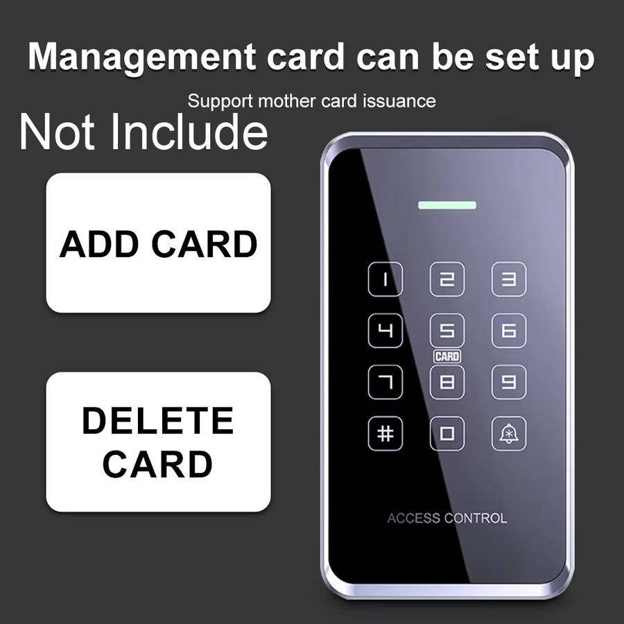 Asia-Teco NFC-RFID-Karten-Zugangskontrolltastatur mit Touchscreen, wasserdichtem Design und Hintergrundbeleuchtung, Dual-Frequenz-Wiegand-Lesegerät für bis zu 1000 Benutzer - Bild 5