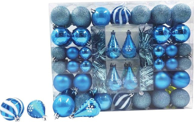Pocoline Starterset Weihnachtsbaumschmuck in Petrol und Blau mit runden Kunststoff-Baumkugeln - Bild 1