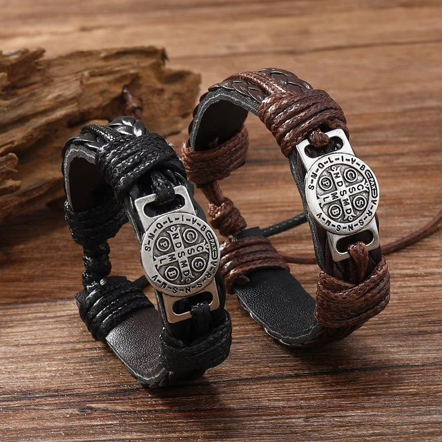 MINISO Lederarmband, geflochten, Schwarz, Herren - Bild 1
