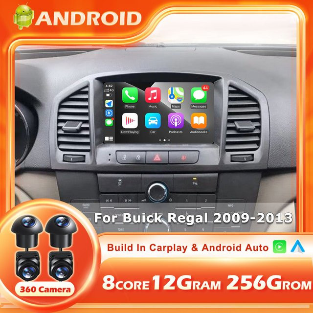CUCU-NAVI Android 16 Autoradio mit Carplay und Bluetooth für Buick Regal 2009-2013 und Opel Insignia 2008-2012, Multimedia-Videoplayer in Schwarz - Bild 1