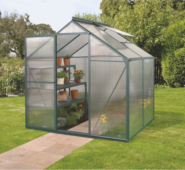 Vitavia Gewächshaus Triton 2500 mit Stahlfundament und Polycarbonat-Hohlkammerplatten in Grün - Bild 1