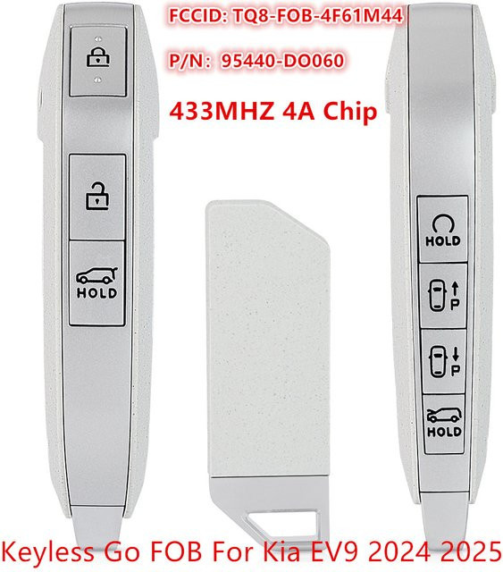 Keyecu Smart-Remote-Autoschlüsselanhänger Keyless Go FOB 4A Chip 433 MHz für Kia EV9 2024 2025 in Weiß - Bild 1