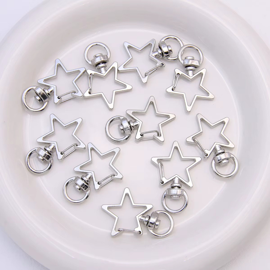 Karabinerverschlüsse Stern, Metall, Silber, Set mit 10 Stück - Bild 2