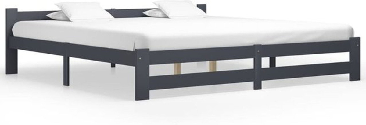 Massivholzbett Vidaxl aus Kiefer in Anthrazit Grau B/T: 200 x 200 cm - Bild 1