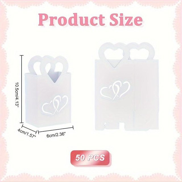 50 Stück SZ-Damai Geschenkboxen aus weißem Kraftpapier für Hochzeiten und Partys, Farbe: Weiß - Bild 1
