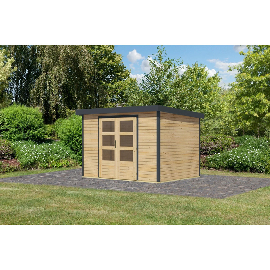 Karibu Gartenhaus Diego 4 A in Naturbelassen und Anthrazit, B/T/H: 298 x 209 x 213 cm - Bild 2