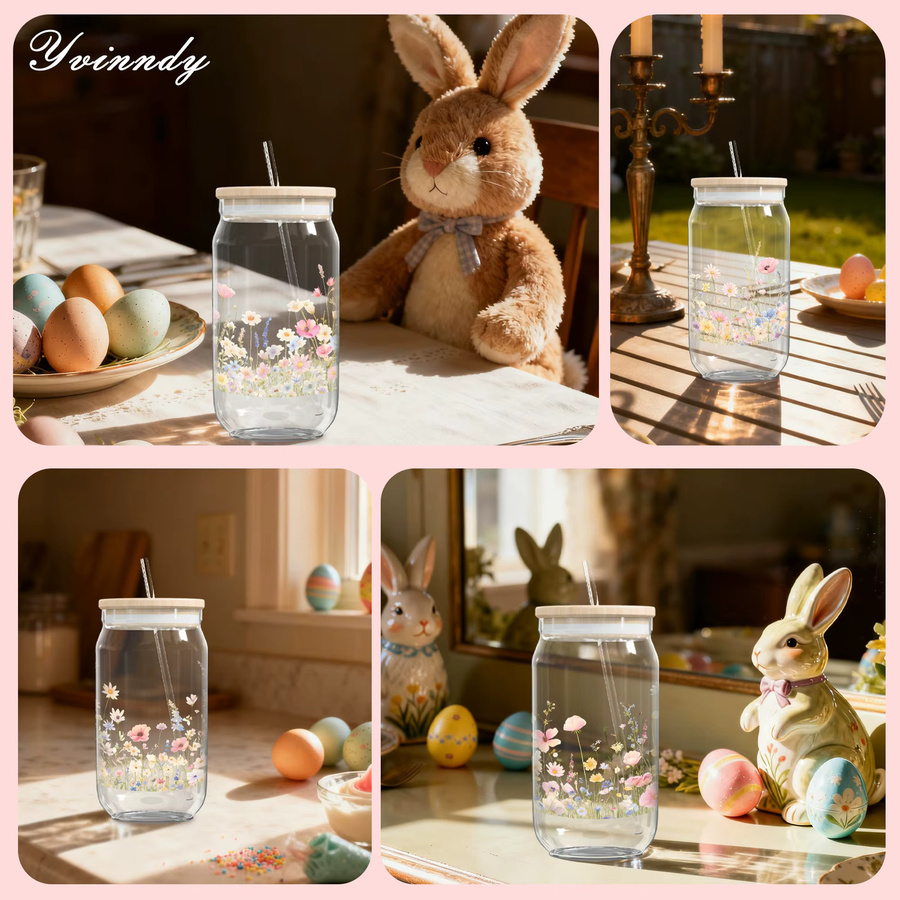 4er Set UVDTF-Transferaufkleber Frühlings-Aquarell-Wildblumen für 16-Unzen-Becher, wasserfest und kratzfest, Mehrfarbig - Bild 3
