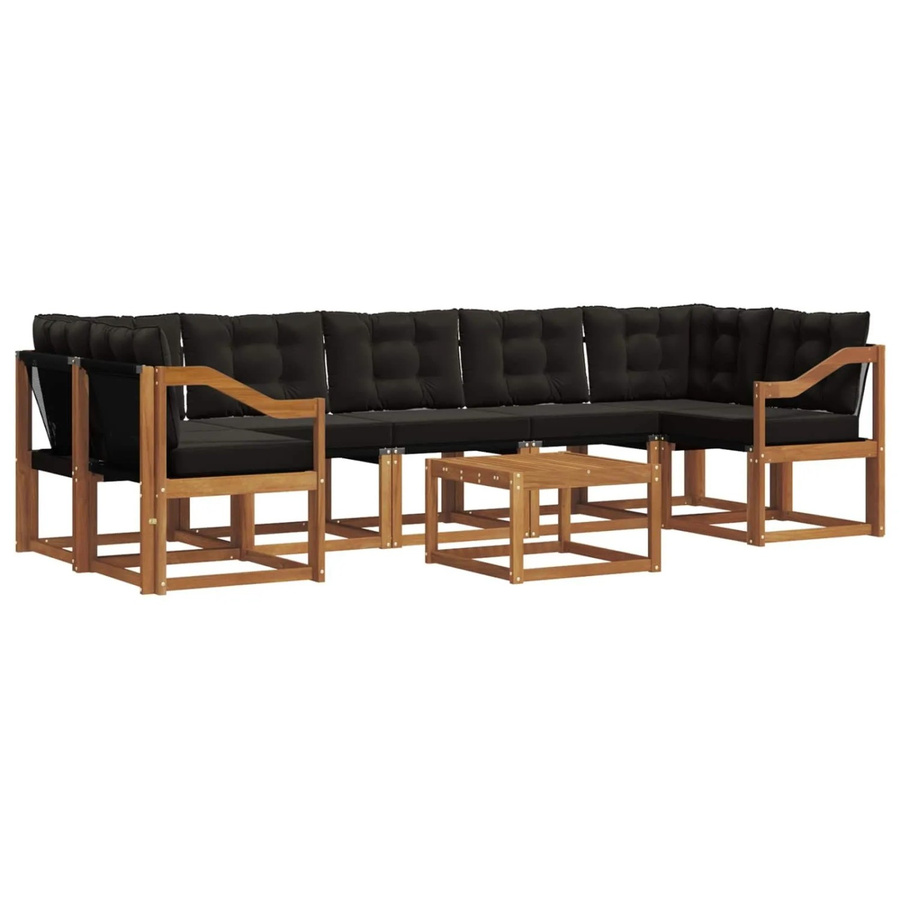 vidaXL Outdoor-Sofagarnitur 8-teilig aus Akazienholz mit Kissen in Schwarz und Natur - Bild 2