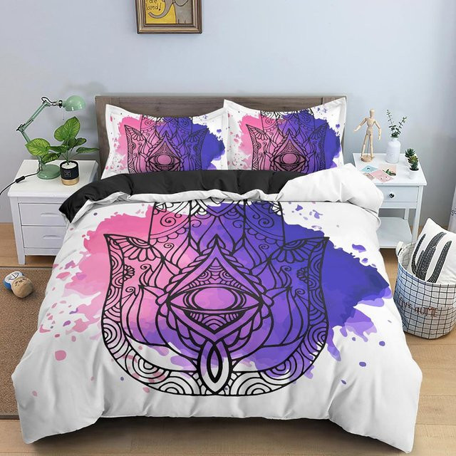 Wahrsagehand Bettwäsche-Set von Binchi Fitness mit psychedelischem Design, bunt, Material Mikrofaser/Polyester, B/H: 135 x 200 cm - Bild 1