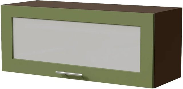 Feldmann-Wohnen Klapphängeschrank Brerra W4BS/90 WKF Lava in Farngrün Matt mit Glastüren und Soft-Close, B/H/T: 90 x 36 x 32,5 cm - Bild 1