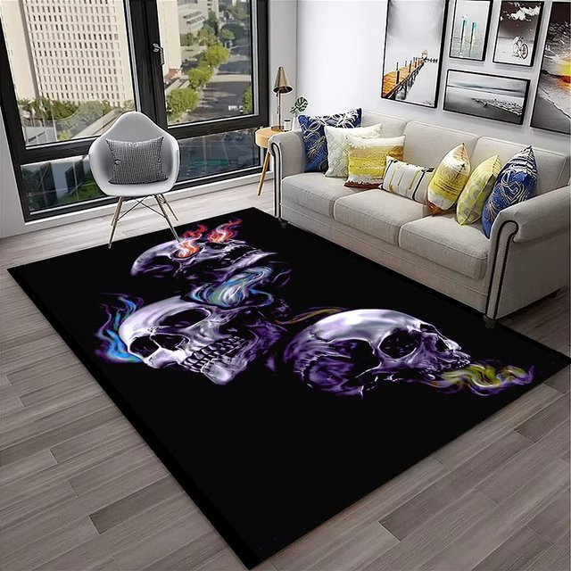 VIKAMA Gothic Horror Schädel Teppich für Wohnzimmer, Schlafzimmer und Kinderzimmer, Rechteckig, B/T/H: 120 x 40 x 40 cm - Bild 1