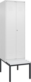 C+P Spind Classic PLUS Garderobenschrank mit Sitzbank, 2 Abteile, Schwarz-Weiß, B/T/H: 212,0 x 60,0 x 81,5 cm - Bild 1